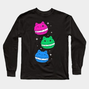 Polysexual Pride Flag Month Cute Cat Kawaii Macaron Long Sleeve T-Shirt